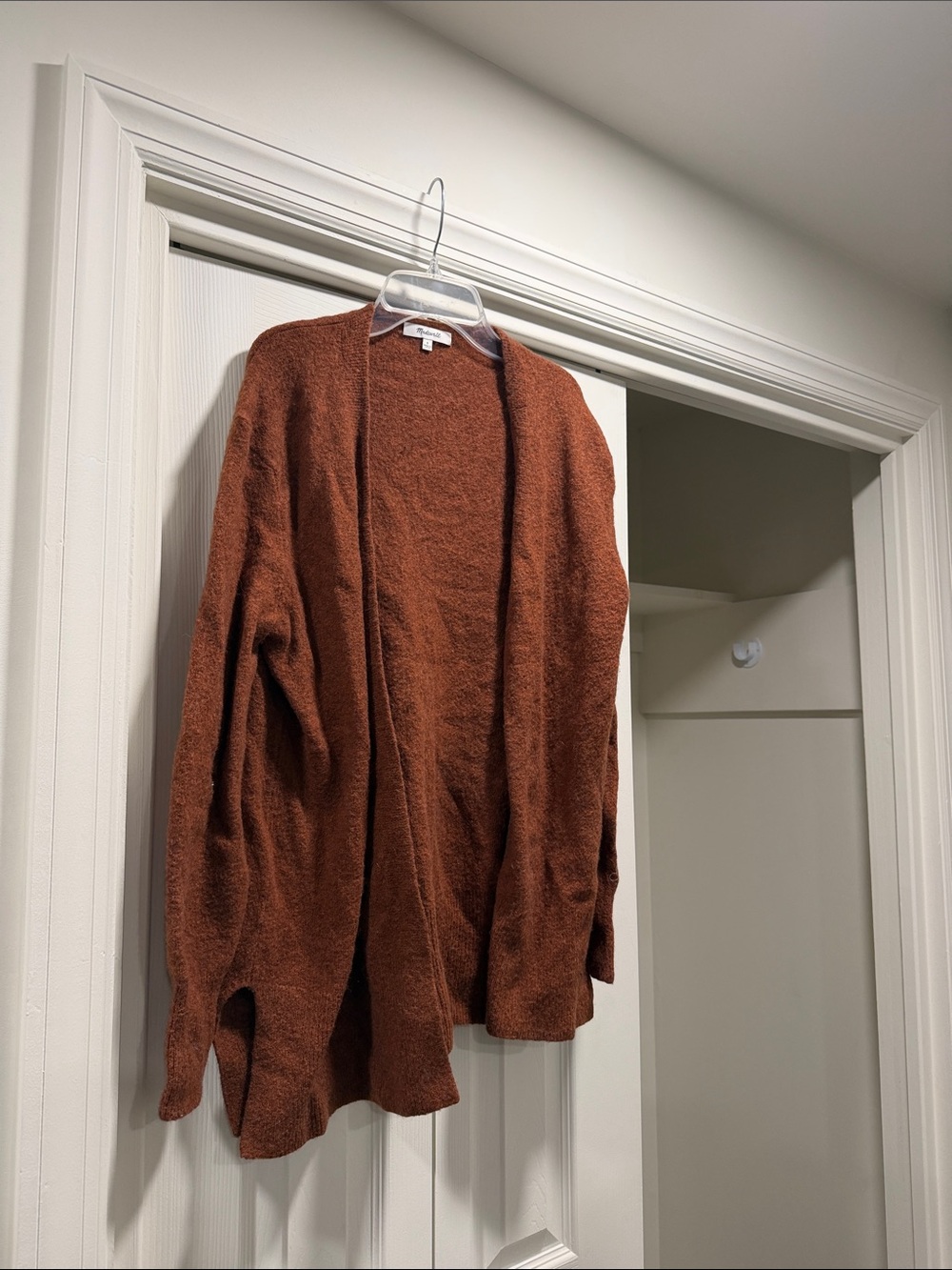 Madewell Rust Brown Open-Front Knit Cardigan